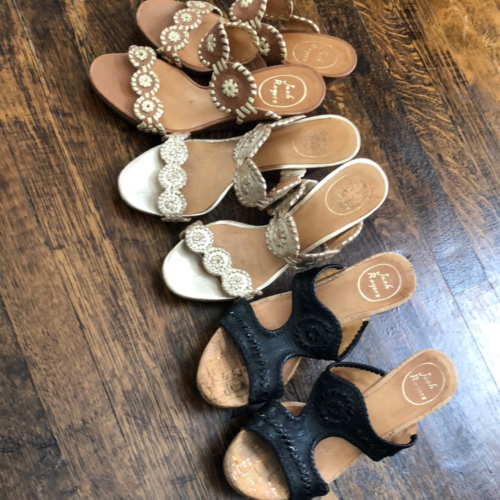 BUNDLE: THREE Jack Rogers Luccia Metallic Wedges